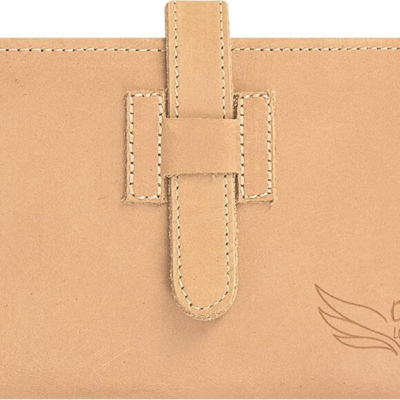 Leather Wallet Womens Tan Sand Billfold Stylish Handcrafted 18 Card Holders - Picture 1 of 8